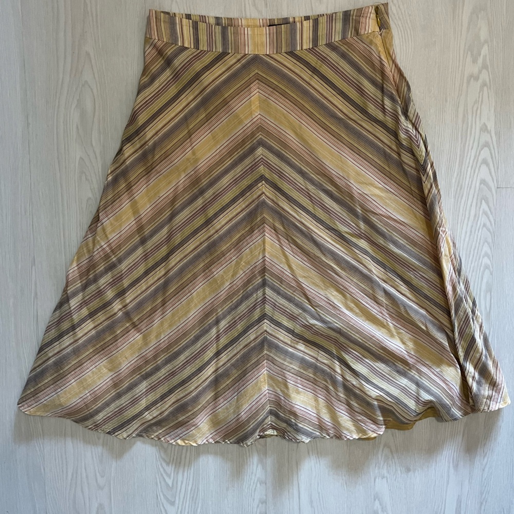 Mexx Striped A-Line Skirt in Mustard, Brown & Taupe